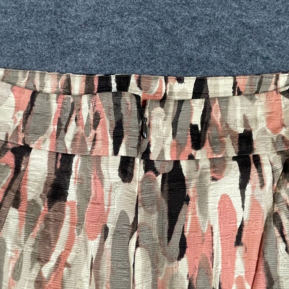 Ann Taylor Skirt Womens 4 Beige Zip Up Lined Cotton Abstract Art Straight Career - Picture 10 of 11